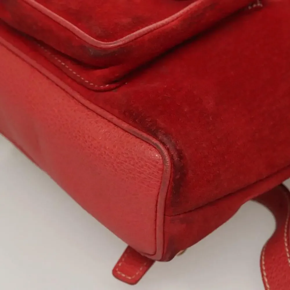 Gucci Bamboo Suede Backpack Red